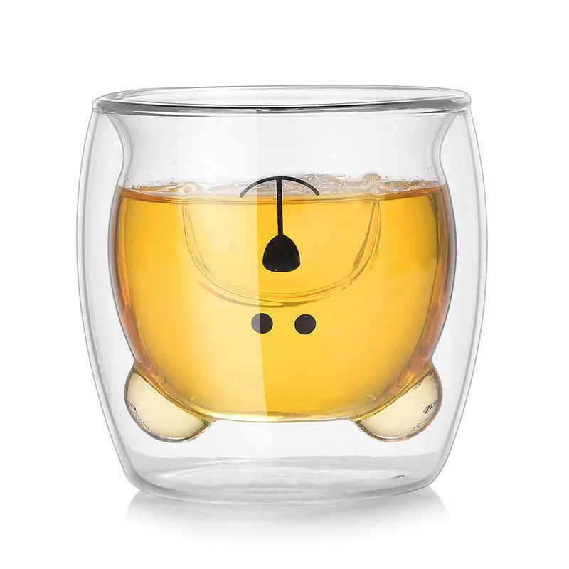 Стеклянные кружки Kawaii стеклянная кружка с двойными стенками медведь животное