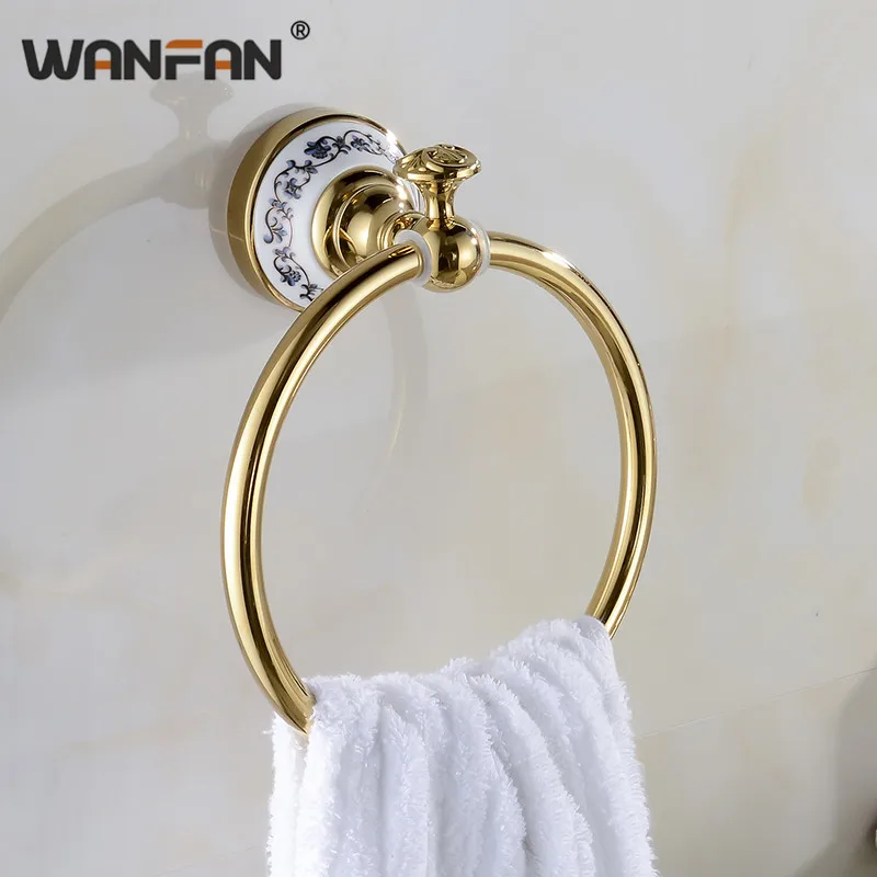 Роскошное Золотое кольцо для полотенец декоративные аксессуары ванной комнаты