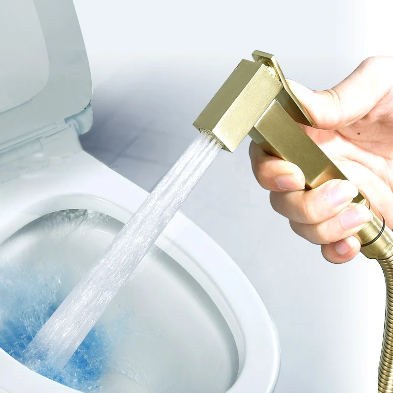 Золотой Твердый латунный распылитель для унитаза медный клапан набор струйный