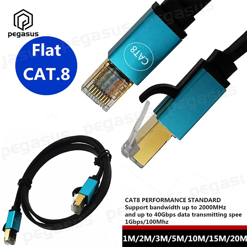 

Cat8 10 Gigabit 40Gbps Eight Types of Flat Pure Copper Connection Computer TV Router RJ45 Home Broadband Network Cable