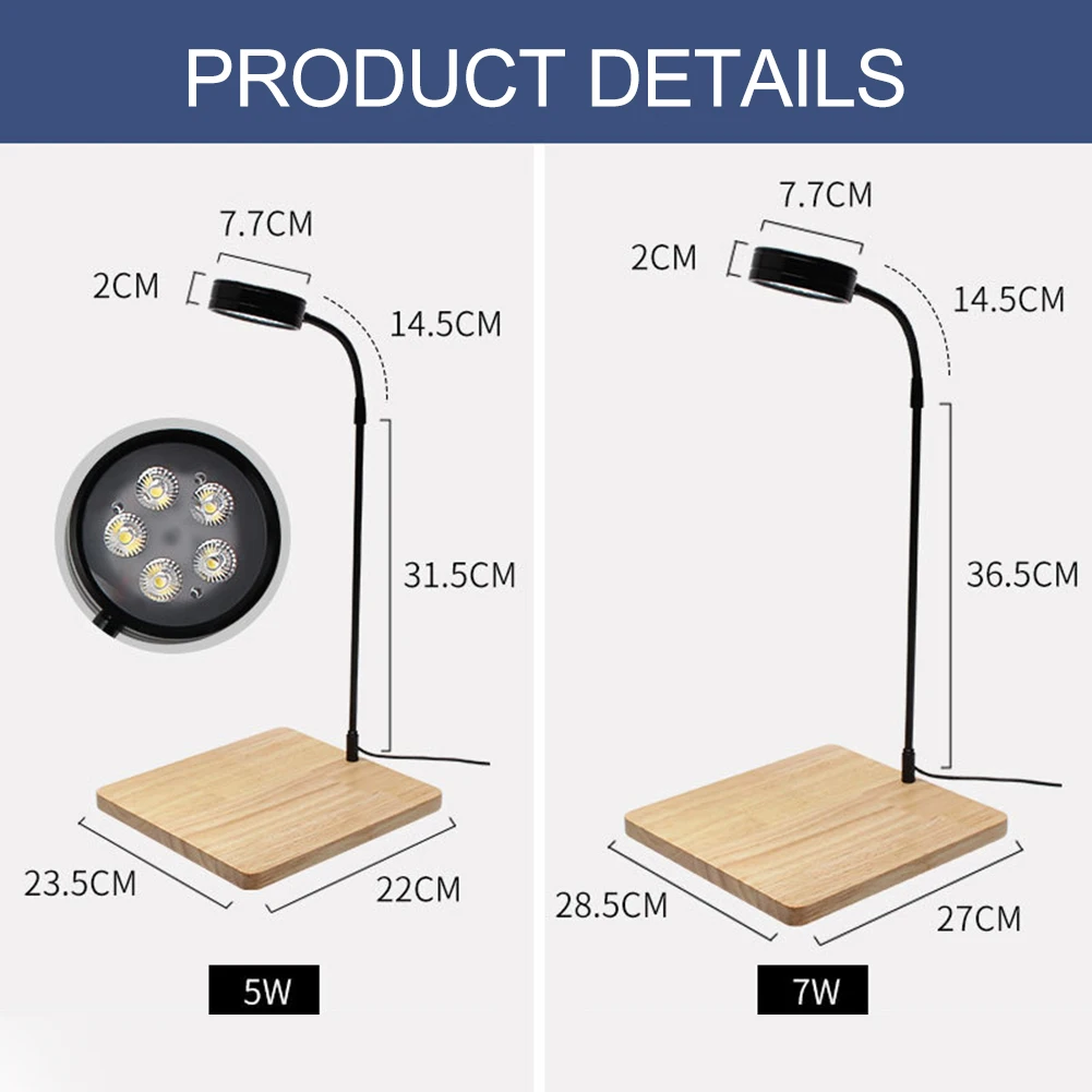 

USB Powered Super White Fish Tank LED Spotlight Home Miniature Landscape Plant Aquatic LED Light Aquarium Light with Wood Board