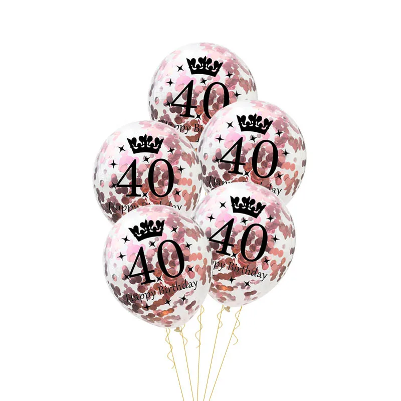 5pcs 40 balloon 30th 40th 50th день рождения одноразовая посуда Взрослые День Рождения принадлежности для вечеринки воздушный шар вечерние украшения 30 40 50 лет - Цвет: 5pcs 40 balloon