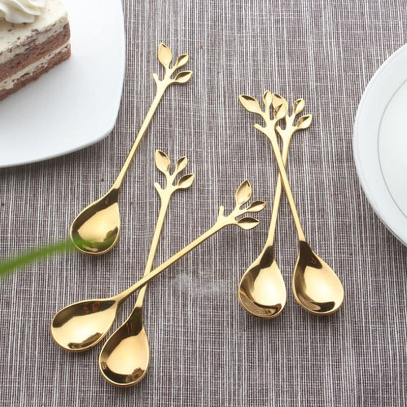 Ложка в скандинавском стиле с листьями креативная ложка из нержавеющей стали