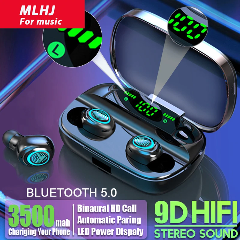 MLHJ Bluetooth Беспроводной наушники с микрофоном 3500 мАч Водонепроницаемый Наушники Hi