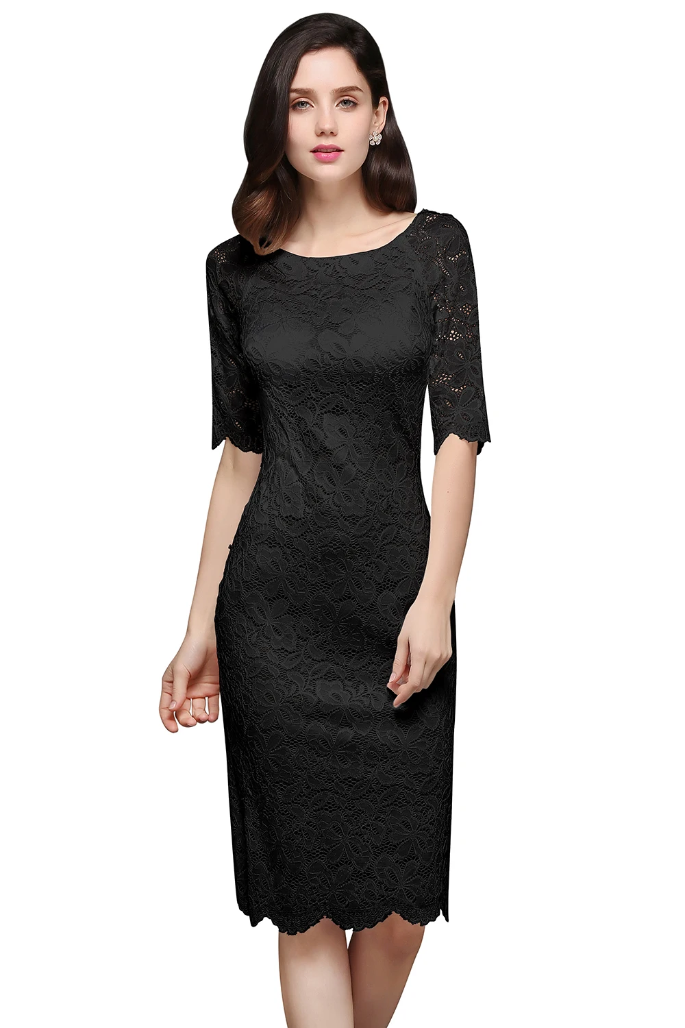 Robe De Soiree, платье русалки, черное, короткое, кружевное, вечернее платье, половина рукава, платье для матери невесты, вечерние платья