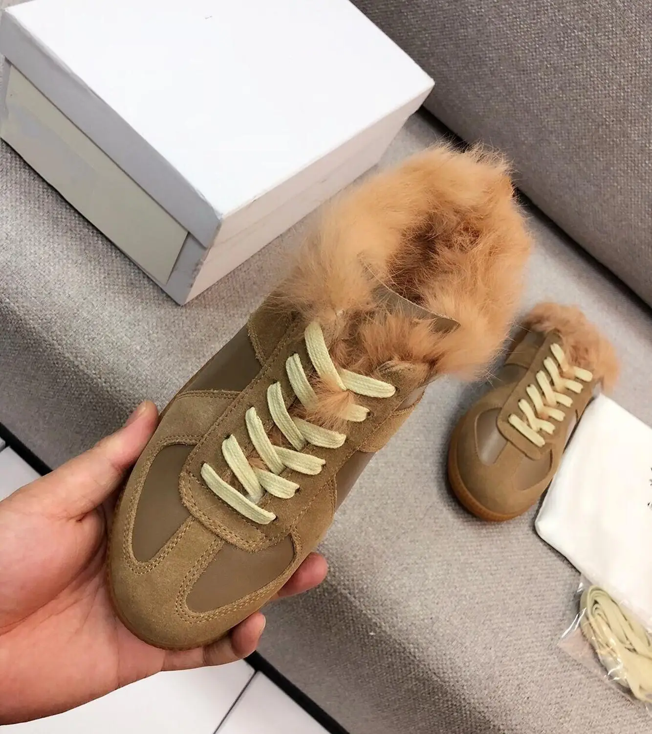 

Sneaker women casual shoes plush fur warm winter shoes woman lace up boots women sneakers comfortable platform shoes female 2021