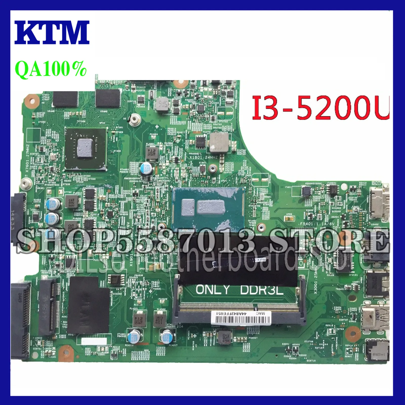 

KEFU For DELL 3543 DELL 3443 5749 Laptop Motherboard 13269-1 PWB FX3MC REV A00 Motherboard I3-5005u GT820 Test Motherboard