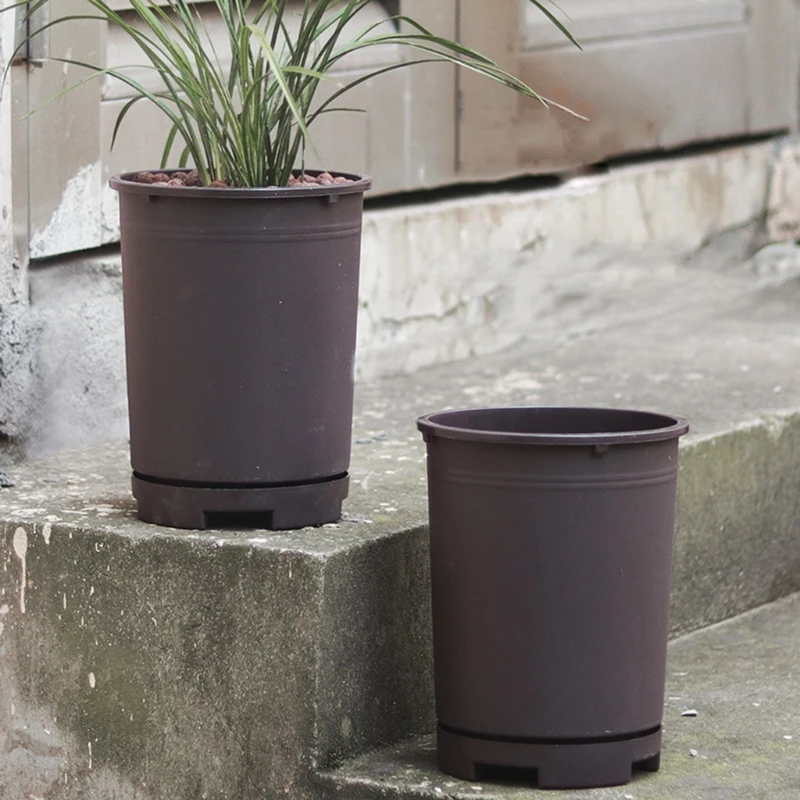 

Imitation Purple Clay Plastic Flower Pot Indoor Plant Pots with Drainage Tray