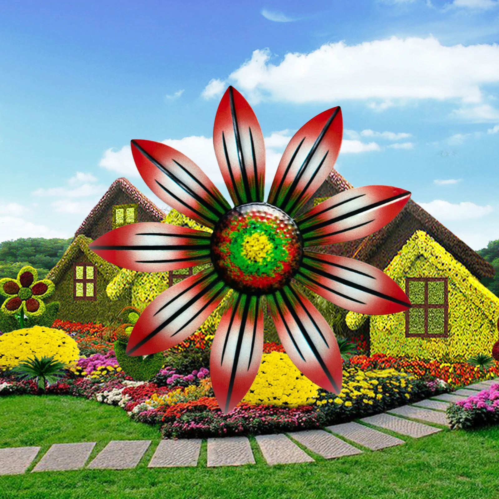 Home Decoration Garden Outdoor Ornaments Metal Flower Wall Decor Rustic Floral Art Sculpture For Porch Patio | Дом и сад