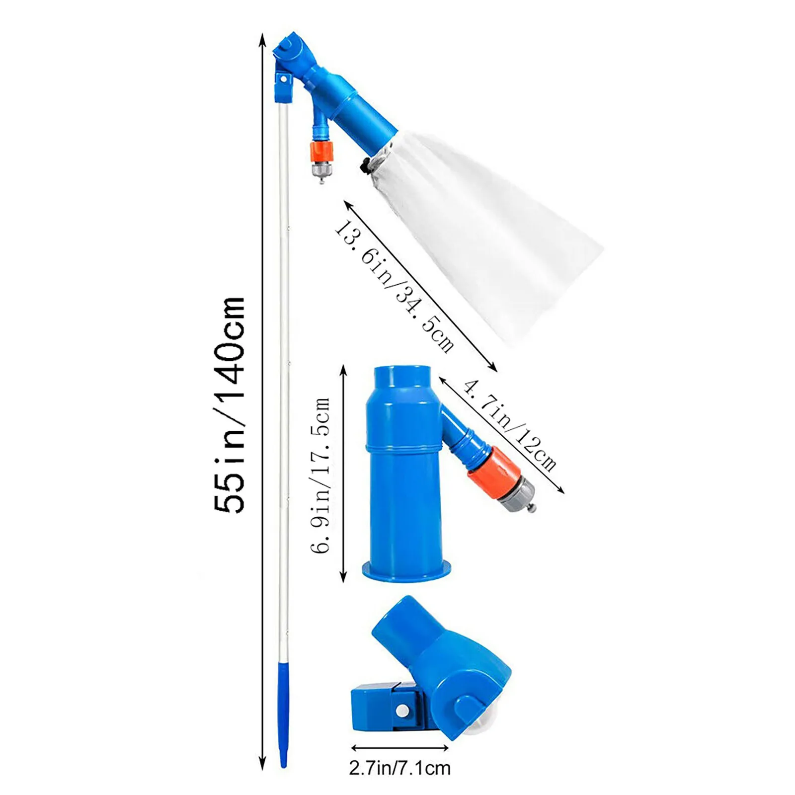 

Swimming Pool Vacuum Head Kit with A Filter Bag and Detachable Aluminum Poles Pool Jet Cleaner for Ground Swimming Pools SpaPond