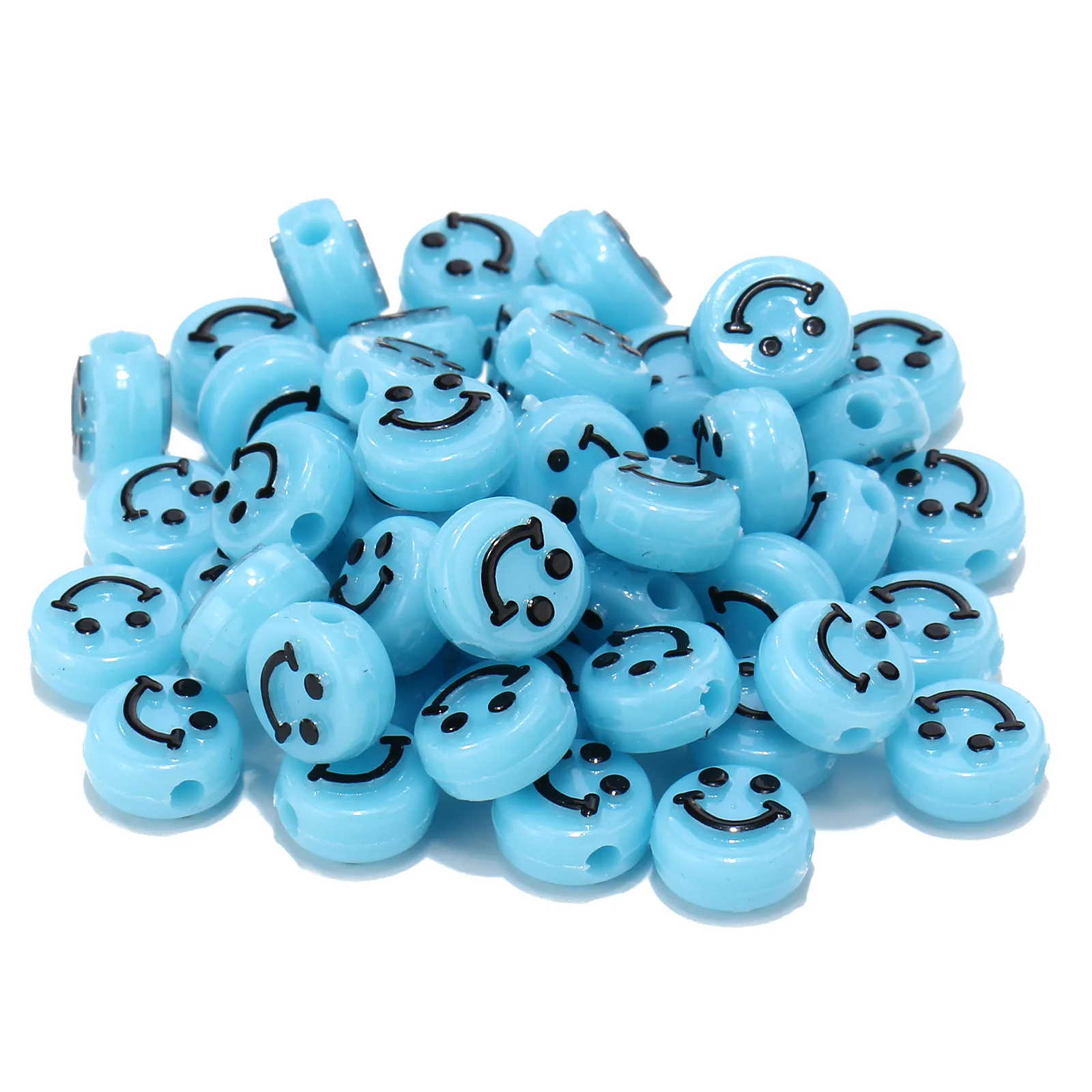 New Fashion 50pcs Acrylic 10mm Convex Smiling Face Round Loose Beads DIY Bracelet Necklace Handmade Trendy Jewelry Accessories