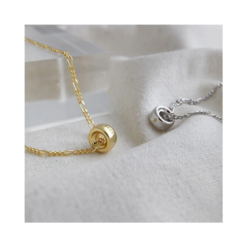 

925 sterling silver necklace simple geometric round bead transfer bead chain female necklace clavicle silver chain jewelry
