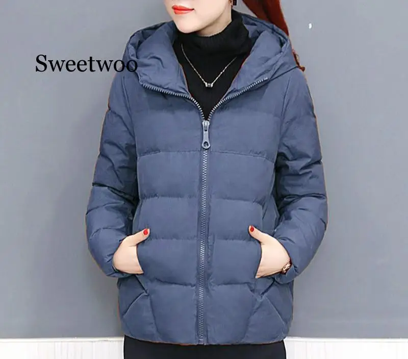 Winter Women Coat Parkas Solid Hooded Jacket 2020 Casual New Zipper  Loose Thick Outerwear Long Sleeve coat