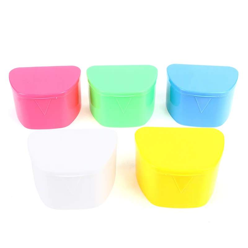 

1 Pcs Oral Tooth Care Denture Bath Box Case False Teeth Storage Box With Hanging Net Denture Box