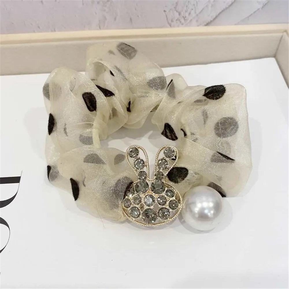 

Women Elastic Hair bands Hair tie Girl Yarn Dot Rabbit Pearl Korean Hair Accessories Handmade Head bands Horsetail Wholesale
