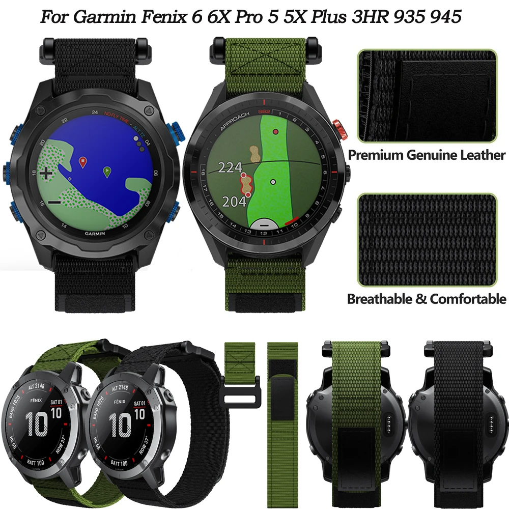

Fashion Braided Nylon 26 22mm Smartwatch Band Strap For Garmin Fenix 6 6X Pro 5 5X Plus 3 3HR 935 945 Easyfit Wristband Bracelet