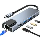USB-концентратор Mosible типа C для HDMI-совместимый Rj45 100 м концентратор 3,02,0 адаптер Тип C концентратор док-станция для MacBook Pro Air M1 USB C разветвитель