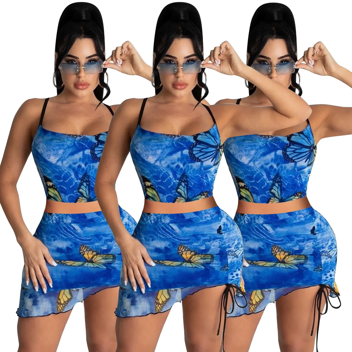 

2021 Spring and Summer New Fashion Women's Sexy Butterfly Mini Swimsuit Skirt Suit