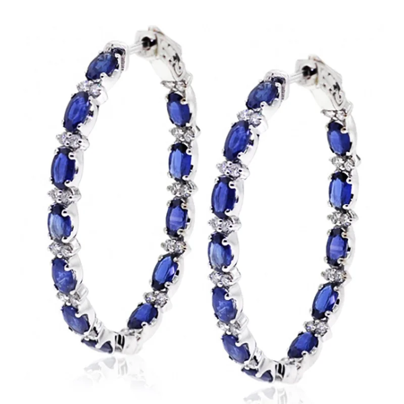 

CAOSHI Fashion Delicate Women Hoop Earrings Silver Color Inlaid Blue/White Crystal Zirconia Cocktail Party Jewelry Accessories