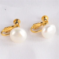natural white baroque pearl earring 18k gold ear clip aaa irregular luxury jewelry fashion flawless cultured aurora