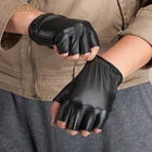 Перчатки мужские из натуральной кожи, ветрозащитные, эластичные, с открытыми пальцами, AGD011