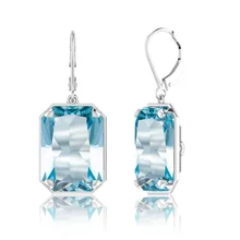 Szjinao Real Sterling Silver 925 Earrings For Women Long Brand Jewelry Gemstone Aquamarine 925 Silver Earring Brilliant Gift Hot