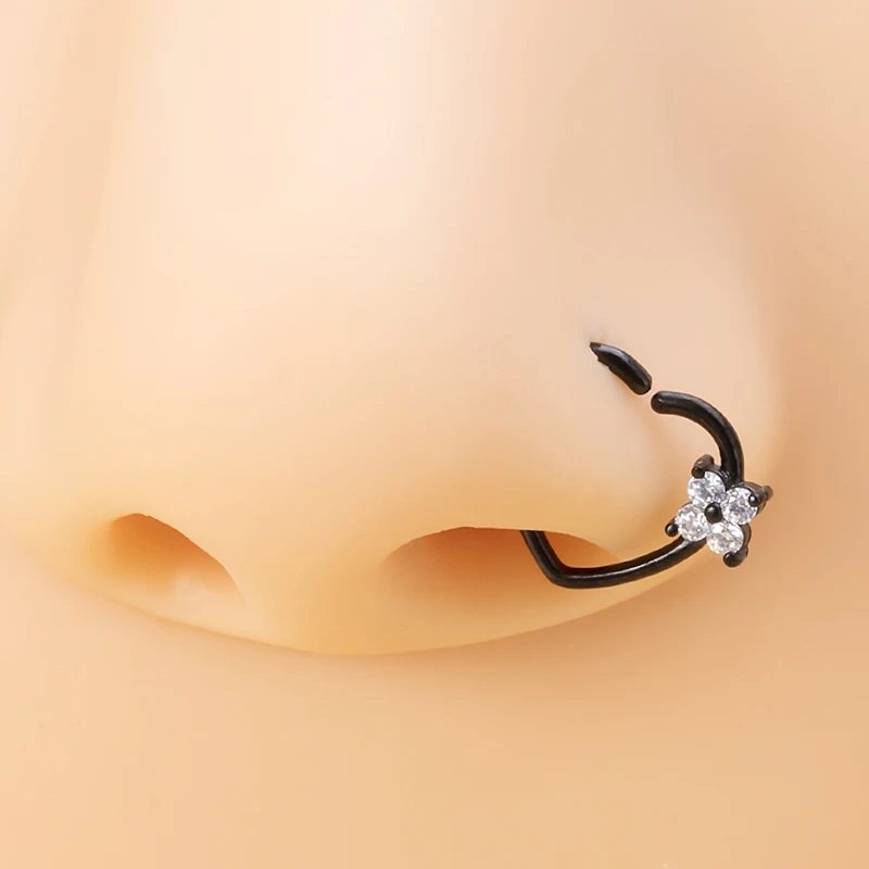 Кольцо женское с цирконом ювелирное изделие отделкой для перегородки ноздрей