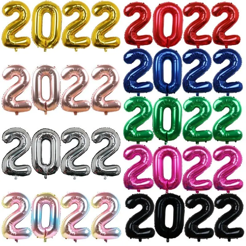 

2022 цифры, фольгированные воздушные шары, 32 дюйма, розовые, золотые цифры, воздушные шары, Рождественское украшение, с Новым годом, 4 шт., 2022 гра...