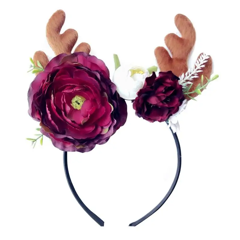 1 шт. Рождественский обруч для волос оленьи рога Цветочная повязка на голову