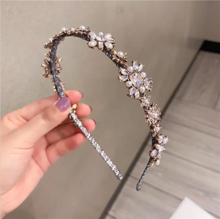 

Women Retro baroque headband female headbands texture pearl headdress