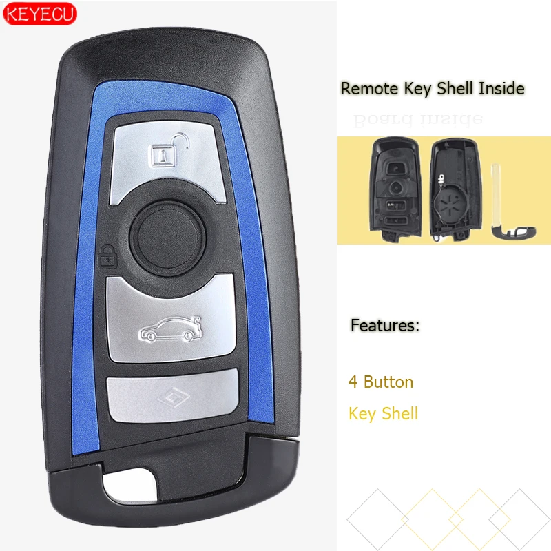 Keyecu 4 кнопки умный дистанционный ключ чехол сменный для BMW CAS4 1 3 5 7 серии 2009 2016