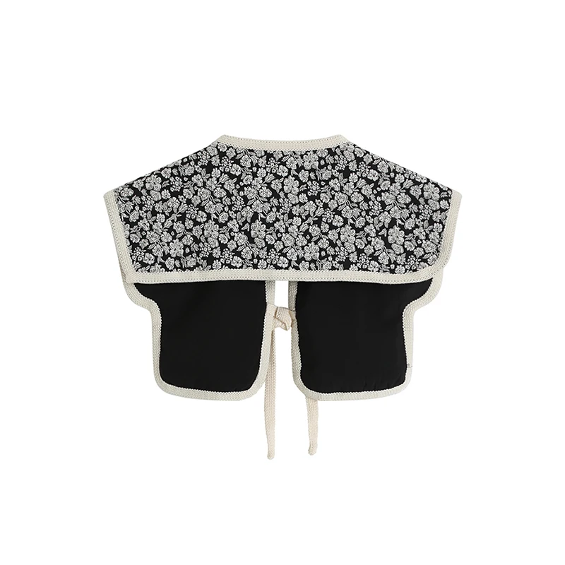 

Chic Blouse Women Black Crop Long Sleeve Cardigan Shirt And Floral Pattern Lace Up Vest Two Piece Female Vintage Elegant Blusas