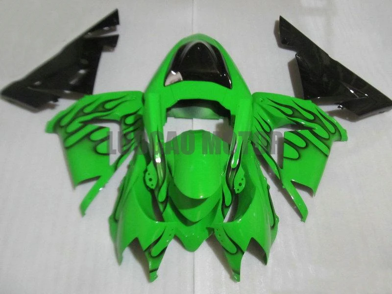 

Бесплатная Настройка инъекций Обтекатели для Kawasaki 2004 2005 цвета: зеленый, черный ниндзя ZX 10R 04 05 ZX-10R ZX10R ABS пластик обтекатель