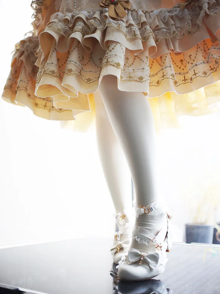 

Mid Heels 4cm Lolita Shoes Teenager Student Lady Women Footwear Bowknot Lace Buckle Female Sweet Anime Cosplay Moon Lolita Shoes