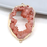 1pcs irregular natural crystal orange agates stone connector jewelry making necklace bracelets size 25 35mm 35 40mm
