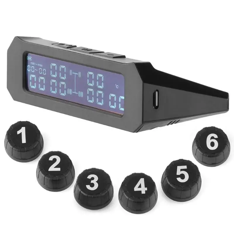 VODOOL солнечная мощность автомобиля TPMS монитор давления в шинах Система с 6
