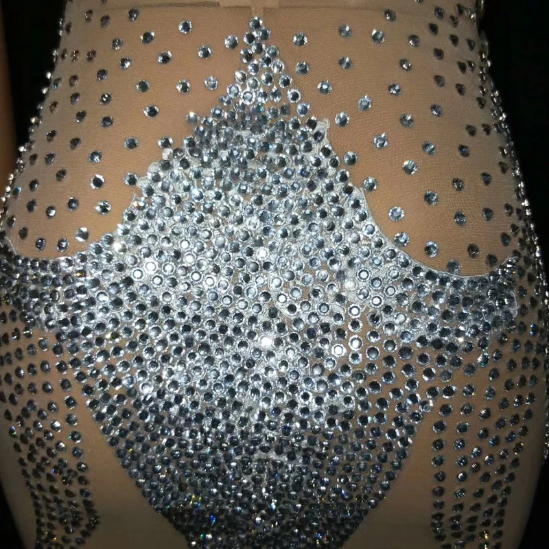 

Sparkly Tassel Rhinestones Costume Festival Celebrate Dress Bar Evening Female Dancer Silver Fringe Dress Rave Outfit DT1359
