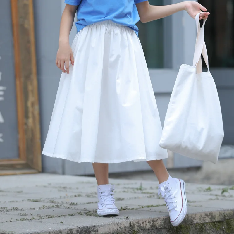 Fashion Girls Skirts summer Cotton Teenage School Clothes White Umbrella for Big Girl Korean High Quality Student | Детская одежда и
