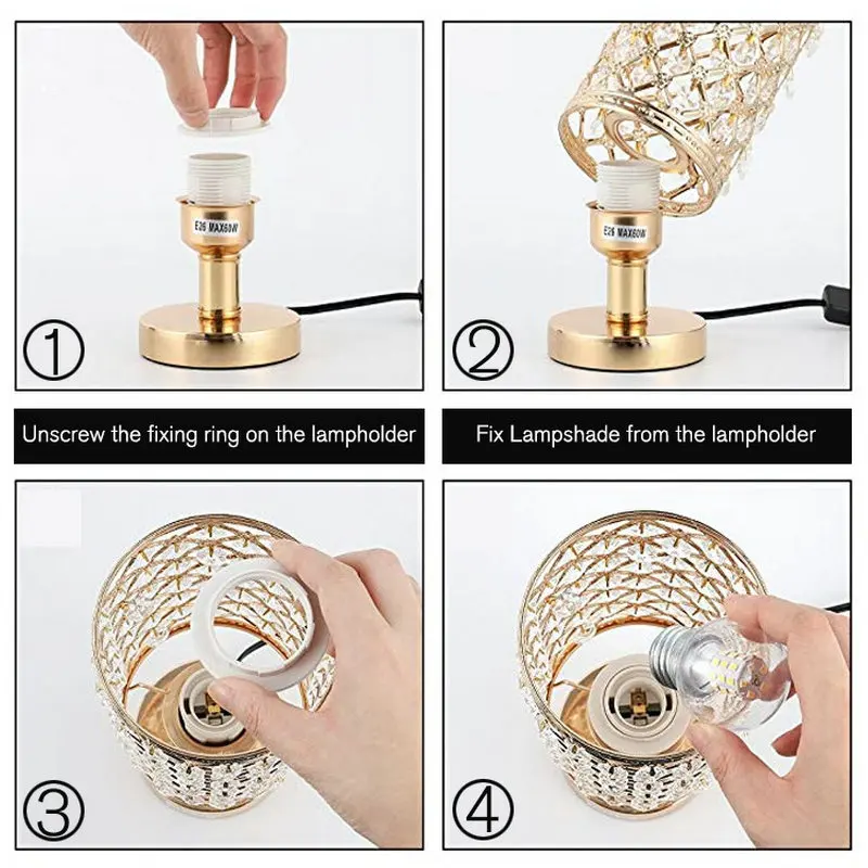 Retro Iron Gold Crystal Bedside Table Lighting for Living Room Loft Personal Office Dressing Home Interior Led Luminary | Освещение
