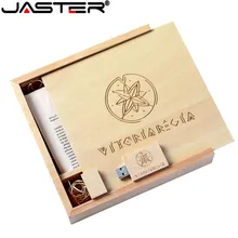 JASTER 2.0 USB Flash Drives 64GB Free Custom Logo Pendrive 16GB 8GB  Photo Unique Album walnut Wood USB+Box Pendrive Photography