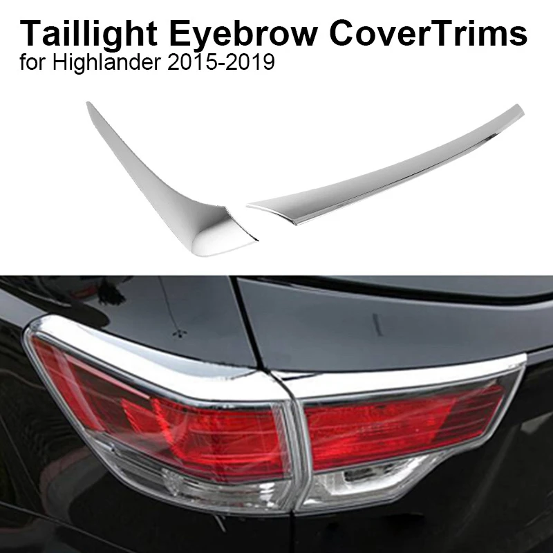 

Car Taillight Eyebrow ABS Chrome Cover Rear Lamp Light Decoration Trim for Toyota Highlander 2015-2019 Car Styling