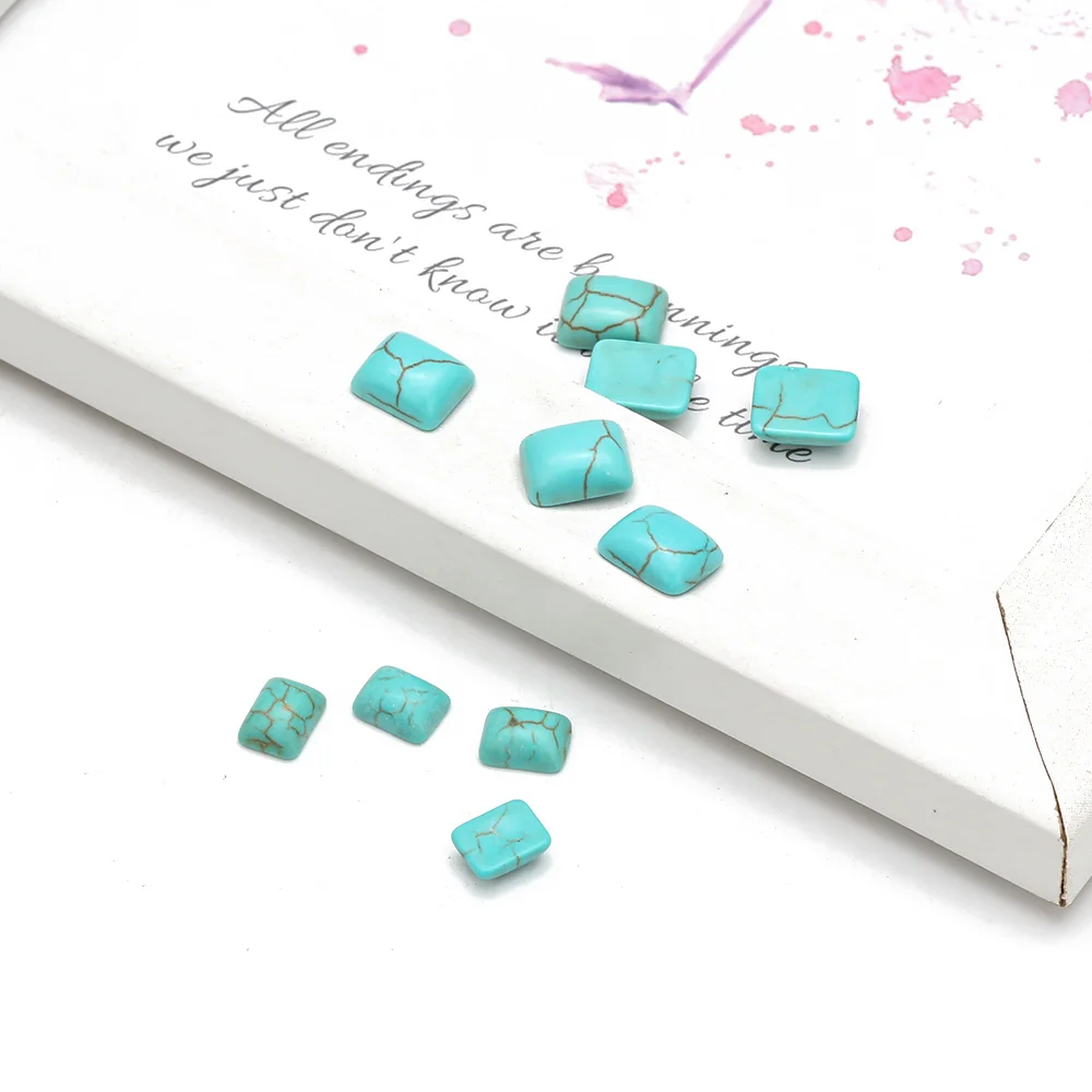 MEIBEADS 10 шт./пакет половина квадрата плоская спина Кабошон Синий Howlite камень