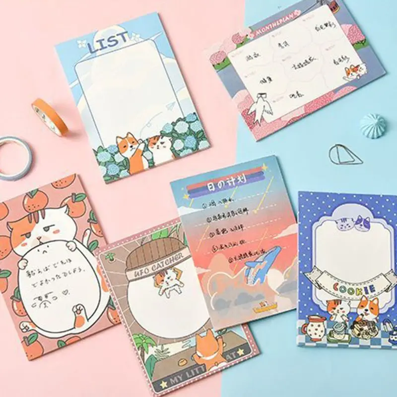 

8pcs Kawaii Memo Pad Cute Cartoon N Times Sticky Notes Notebook To Do List School Supplies Stationary