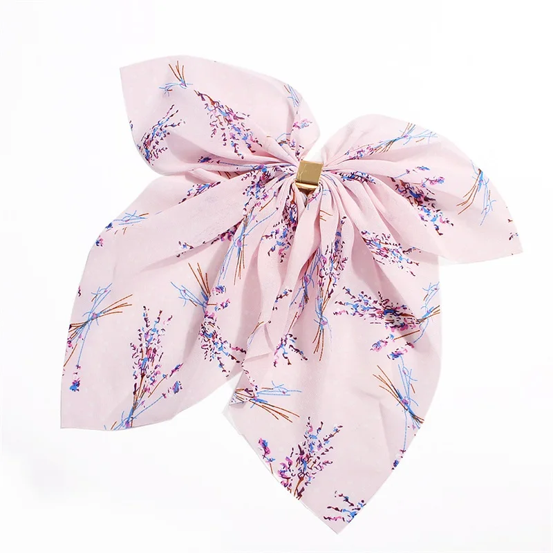 Дизайн заколка для волос для женщин принт металлический ободок для волос зажим для женщин шифоновый бант головной убор хвост Зажим Для Волос Аксессуары - Цвет: 7