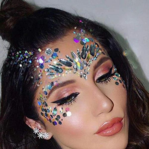 6 Sets Face Gems Rhinestone Mermaid Jewels Tattoo - Crystal Stickers Tears Gem Stones Bindi Temporary | Красота и здоровье