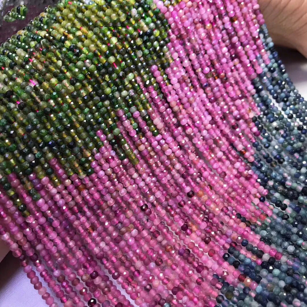 ICNWAY Турмалин 2x3 мм натуральный драгоценный камень бусины граненый круглый для