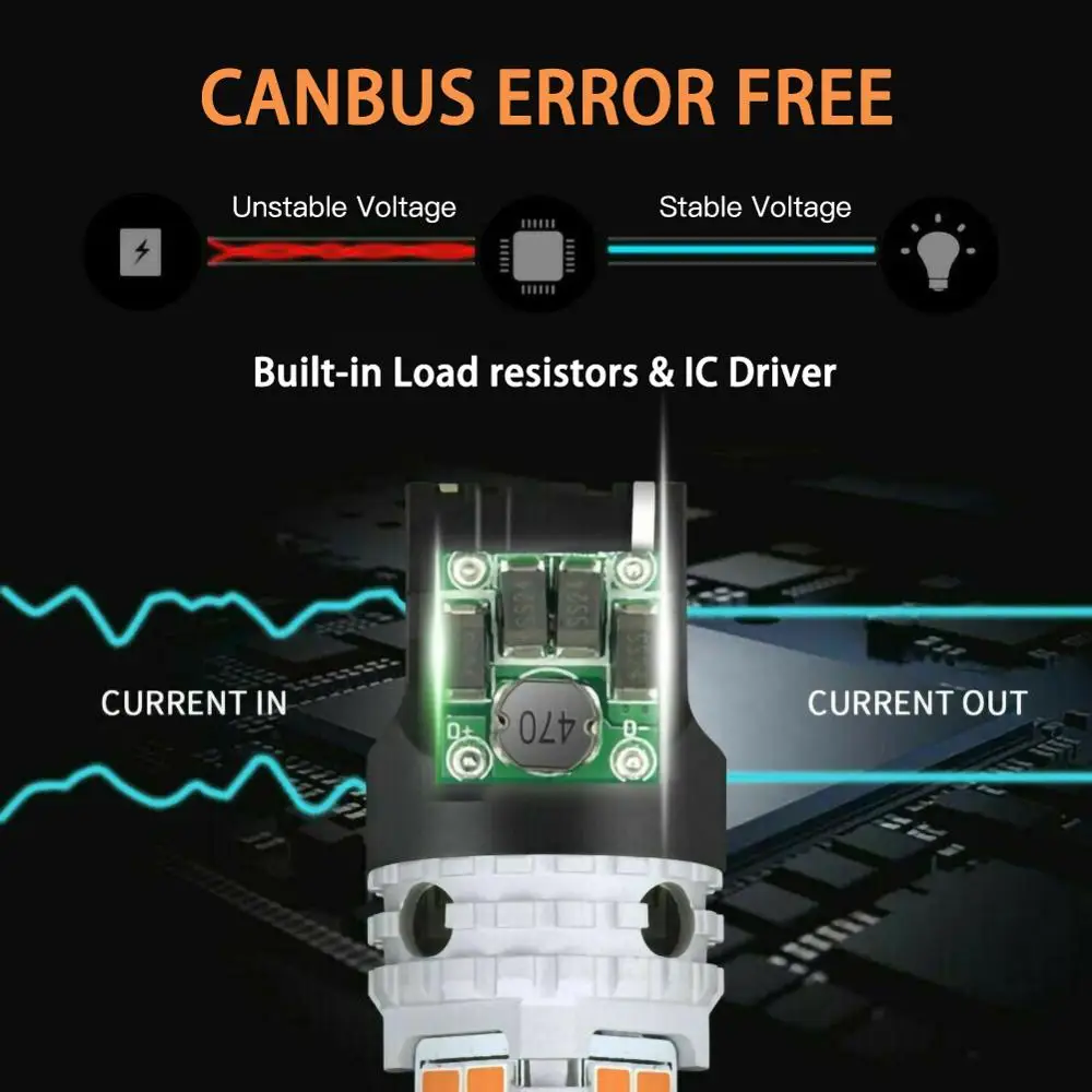 Высокое качество 2 шт. набор хромированный 7440 T20 Янтарный Canbus без ошибок