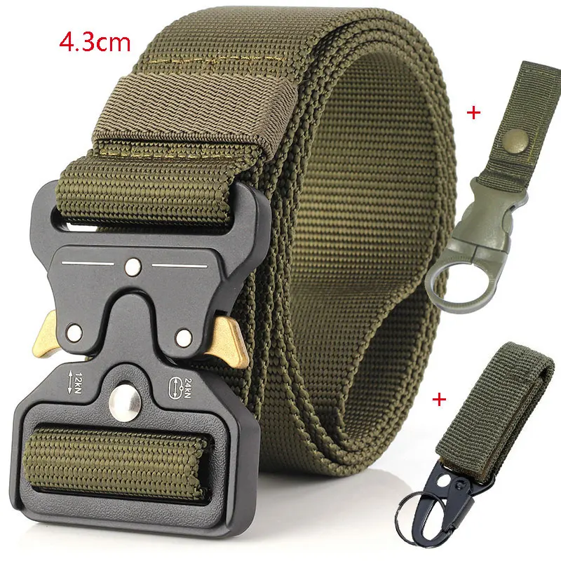 army green4.3 2hook Тактический ремень нейлоновый военный поясной ремень с металлической пряжкой сверхмощный тренировочный поясной ремень Охотничьи аксессуары 125 см 135 см регулируемый - Цвет: army green4.3 2hook