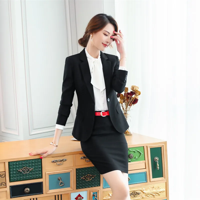 IZICFLY Spring Autumn New Womens Suits Blazer With Pants Two Piece Set Work Wear Elegant Business Office Uniform Style Gray