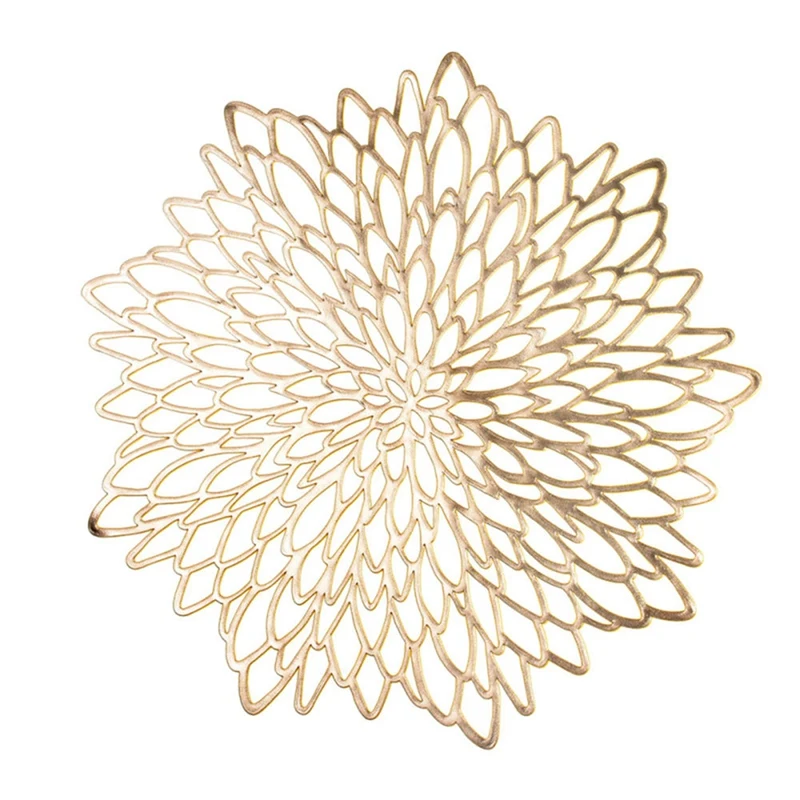 

6PCS PVC Placemat for Dining Table Hollow Pad Coaster Pads Table Bowl Mats